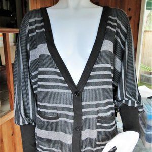 Solemio Grey/Black Striped Dolman Cardigan